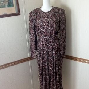 Karin Stevens Black and Pink Floral Long Sleeve Dress, Cottage Core, Prairie,